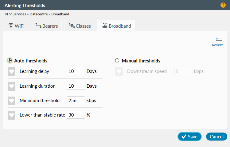 Alerting Thresholds Broadband