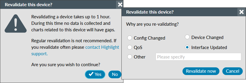 Edit Watch Revalidate Warning and Reason