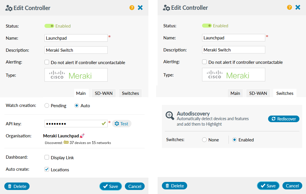 Switches Tab Meraki